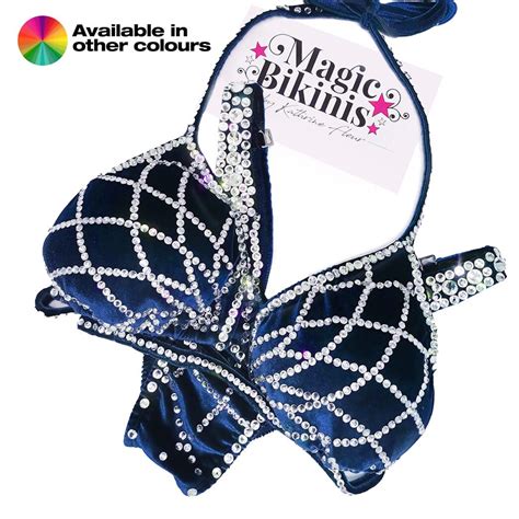 Quick Ship Bikini Velvet Clear Crystal Semi Pro Figure Suit Magic