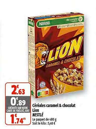 Offre C R Ales Caramel Chocolat Lion Nestl Chez Coccinelle Supermarche