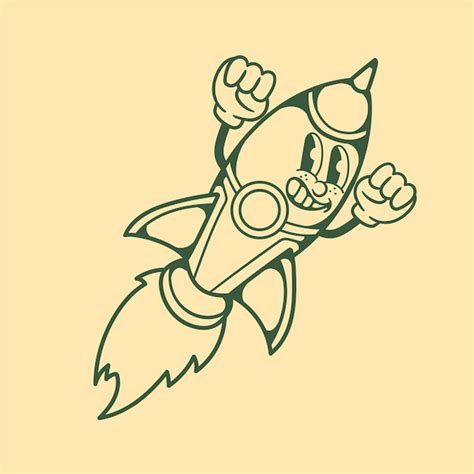 Premium Vector Vintage Character Design Of Rocket