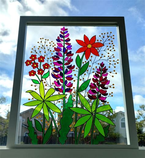 Lupine Art 15x12 Glass Painting Flowers Painting Garden Etsy