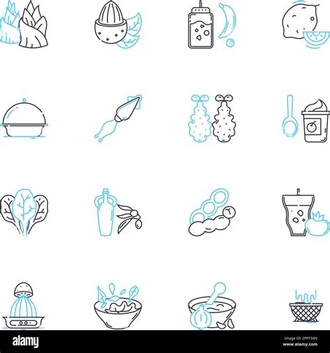 Repast Linear Icons Set Food Meal Dinner Lunch Brunch Breakfast