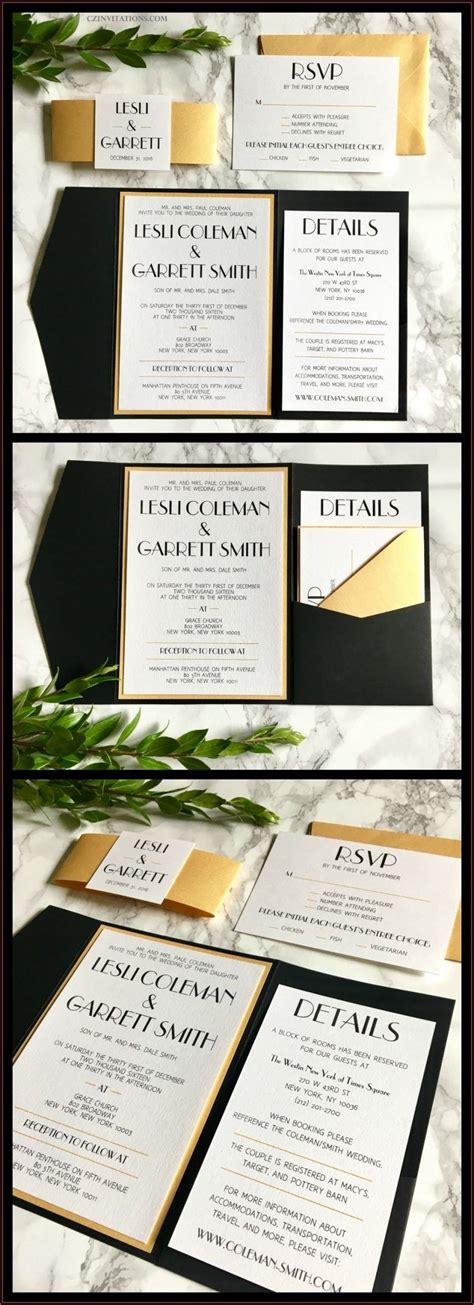 Great Gatsby Wedding Invitations Templates Template Resume