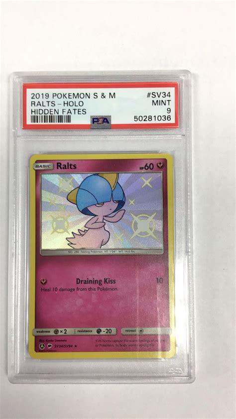 2019 Pokemon Sun Moon Hidden Fates Sv34 Ralts Holo PSA 9 GameStop