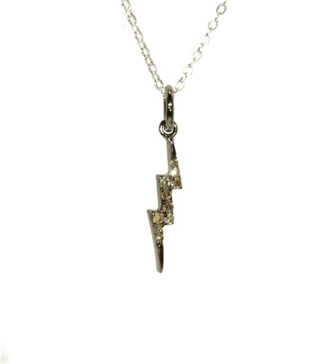 Diamond Lightning Bolt Necklace Thunder Bolt Necklace Tiny Diamond