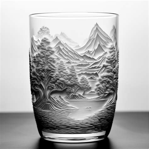 Paysage Sur Tasse En Verre Fichier De Gravure Laser Fond Noir Et