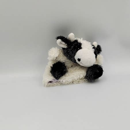 Doudou Peluche Marionnette Vache Grise Blanche Imagin