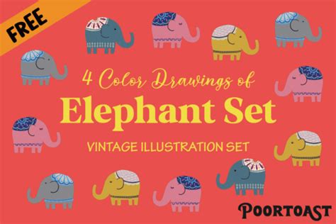 Elephant Set Graphic By Poortoast · Creative Fabrica