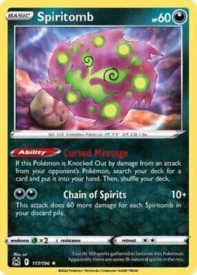 4x Spiritomb 117 196 Rare Reverse Holo NM Mint Pokemon SWSH11