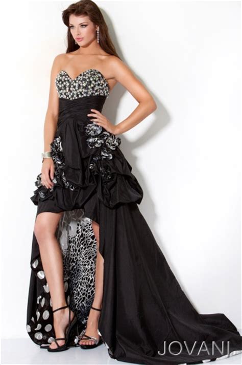 Jovani Black High Low Prom Dress With Print Lining 71917 French Novelty