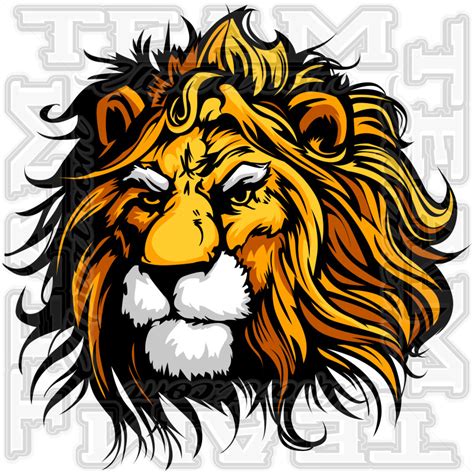 Lion Mascot Clipart Image. Modifiable Vector Format.