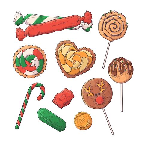 Premium Vector Hand Drawn Christmas Sweets