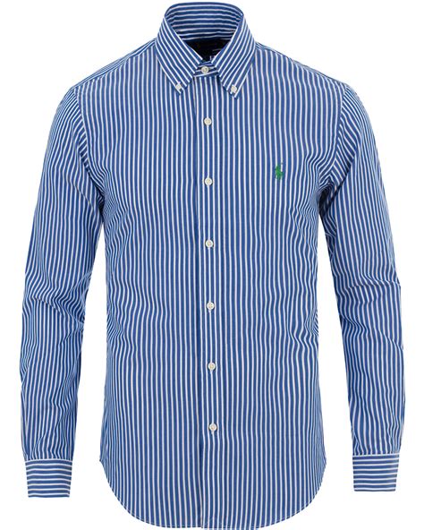 Polo Ralph Lauren Slim Fit Stretch Poplin Stripe Shirt Bluewhite