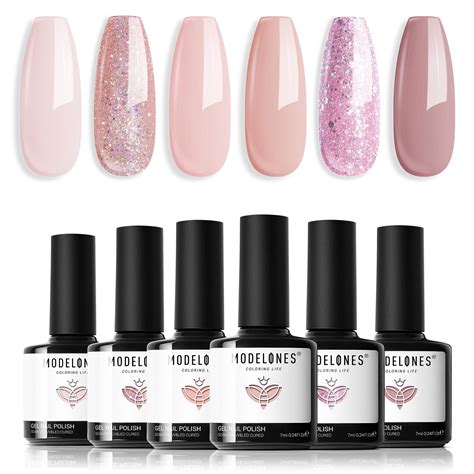 Modelones Gel Nail Polish Nude Pink 6 Colors Gel Nail Polish Set Neutral Pink