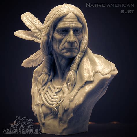 D File Native American Bust Pre Supported D Printer Design To