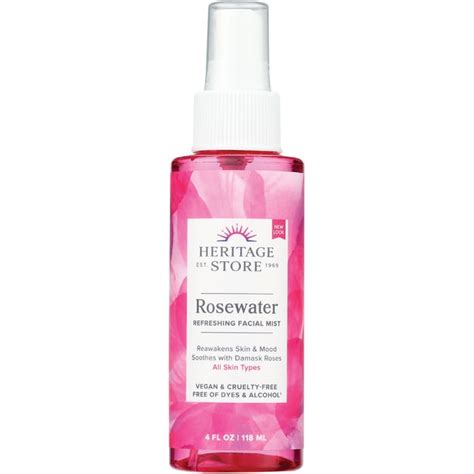 Heritage Store Rosewater And Glycerin Hydrating Facial Mist For Dry Combination Skin Care Rose