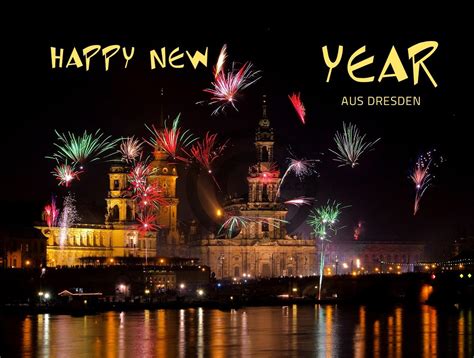 Neujahrsgrußkarte Happy New Year aus Dresden ohne Werbung