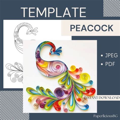 Template for Quilling Peacock Quilling Pattern Quilling - Etsy