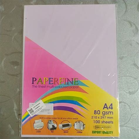 Jual Kertas Paperfine A4 80 Gram 100 Sheet Kertas HVS Warna Shopee