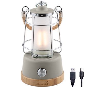 Lampe Lanterne De Camping Led Kiruna Rechargeable Usb Bambou