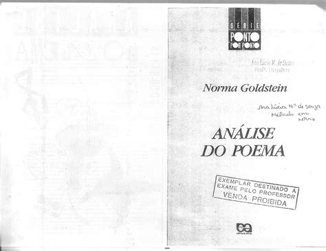 Norma Goldstein An Lise Do Poema Literatura