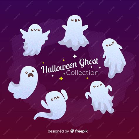 Free Vector Halloween Ghost Character Collection With Flat Design