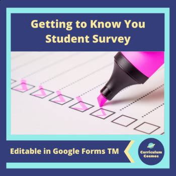 Back to School Student Survey for use with Google Forms TM by ...