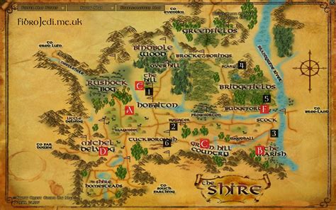 Explorer Of The Shire Deed Farms And Sights Of The Shire Map Lotro