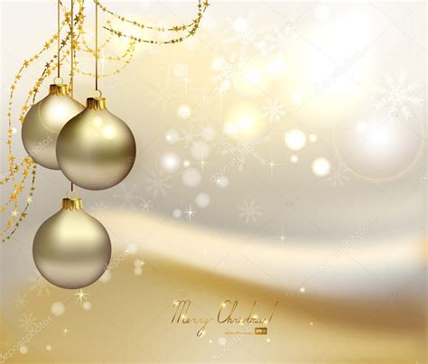 Fondo De Navidad Elegante Con Tres Bolas De Noche Y Guirnaldas De Oro Vector Gráfico Vectorial