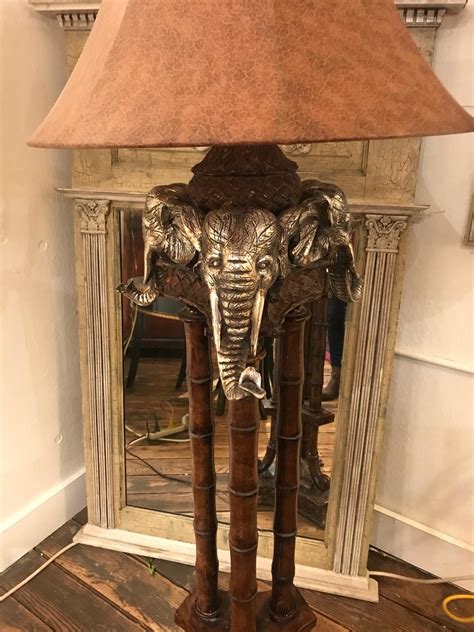 Incredible Faux Bamboo Elephant Motife Maitland Smith Floor Lamp For