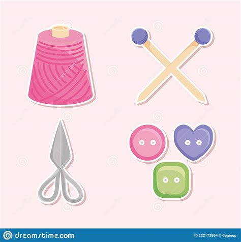 Four Knitting Icons Stock Vector Illustration Of Knitting 222173864