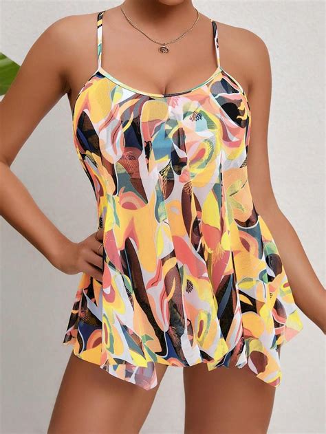 Tankini Print Marczenie 85Q NF9 L Shein Góra Od Bikini Ceny i opinie