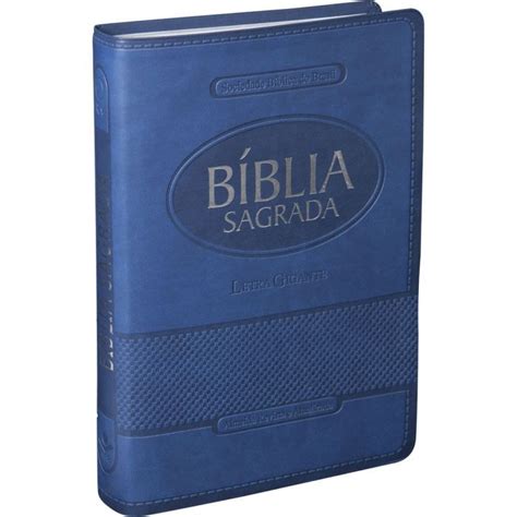 B Blia Sagrada Letra Gigante Capa Couro Sint Tico Azul Almeida