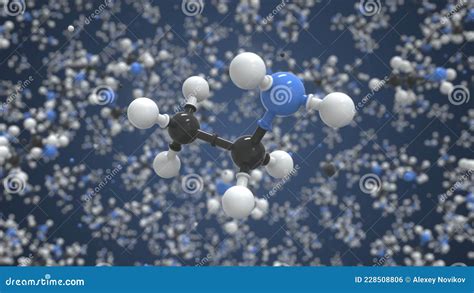 Ethylamine Molecule Conceptual Molecular Model Chemical Looping 3d Animation Stock Footage