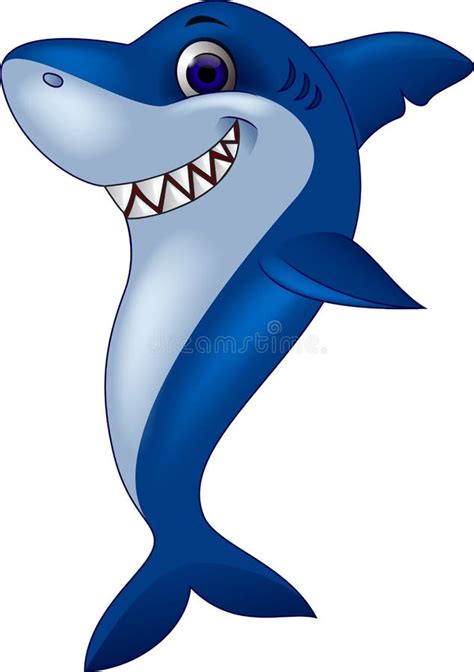 Funny shark cartoon stock vector. Image of aquatic, design - 26990132