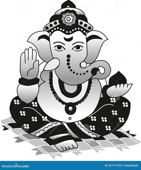 Lord Ganesha Black And White