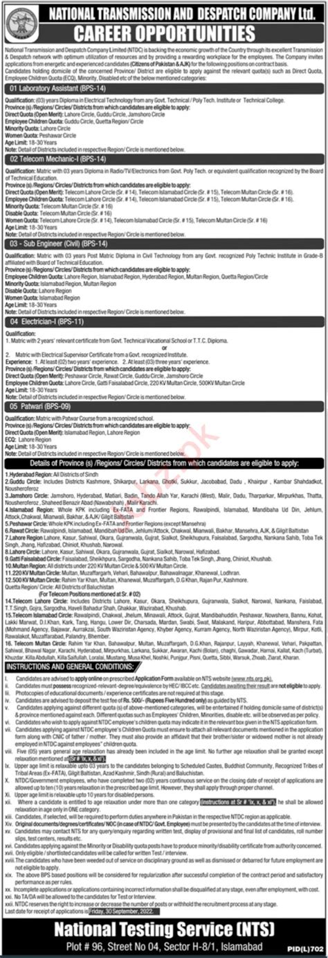 Ntdc Islamabad Job 2022 Apply Through Nts 2024 Job Advertisement Pakistan