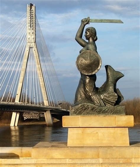 Syrena Of Warsaw Mermaid Statue By Swietokrzyski Bridge