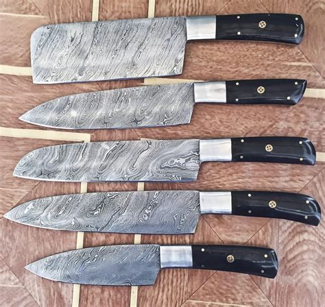 Beautiful Handmade Damascus Steel Chef Knife Set Kitchen Set Etsy