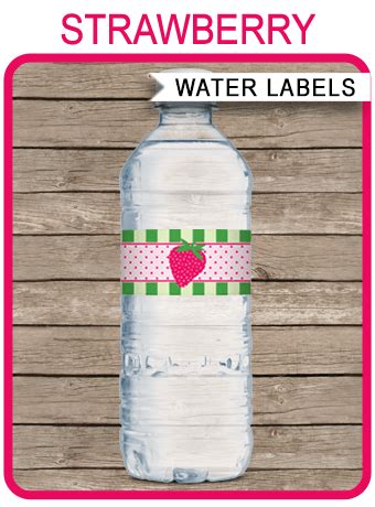 Strawberry Shortcake Party Water Bottle Labels Printable Template