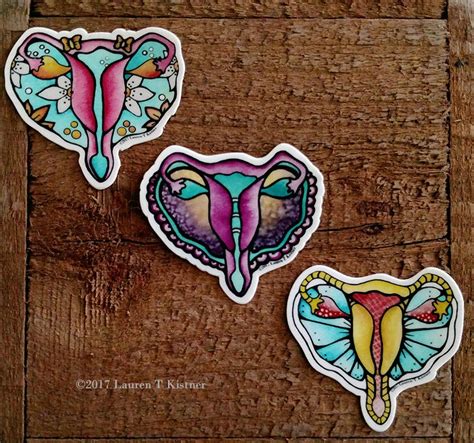 Fancy Uterus Stickers Set Of 3 Uterus Art Female Anatomy Anatomy Art Sticker Uterus Decal