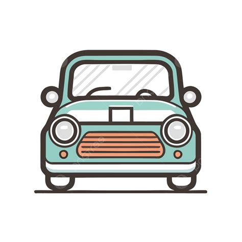 Ilustrasi Ilustrasi Garis Mobil Mini Cooper Vektor Ikon Linear Yang Menggambarkan Bagian Depan