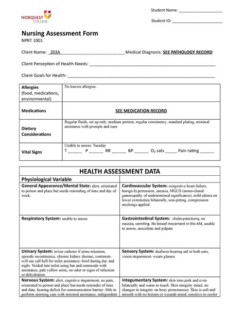 Nursing Long Term Care Practice Careplan - Student Name