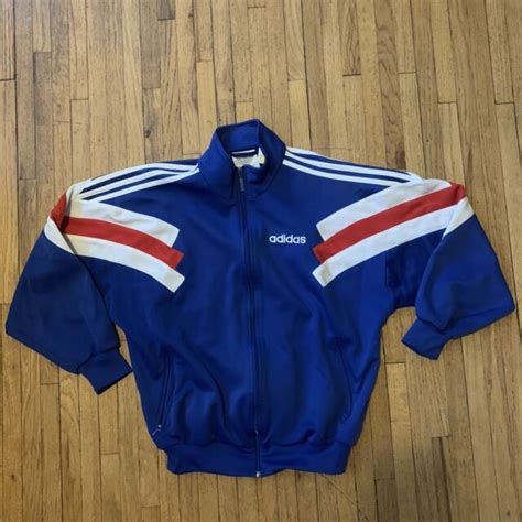 Vintage 1990s Mens Adidas Soccer Track Athletic Jacket Size Medium Red