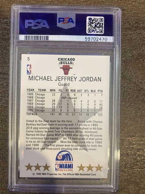 Michael Jordan 1990 91 Nba Hoops All Star East 5 Chicago Bulls Graded