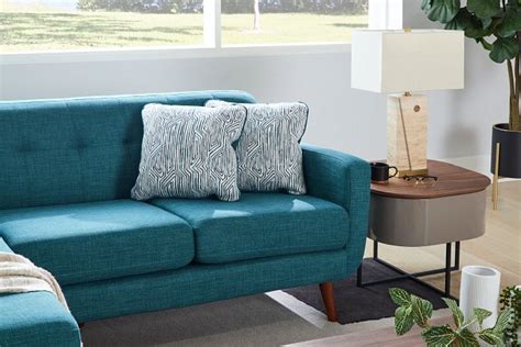 Raya Dark Teal Fabric Chaise Sectional