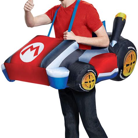 PartyCity Adult Mario Kart Ride On Inflatable Costume Nintendo Mario