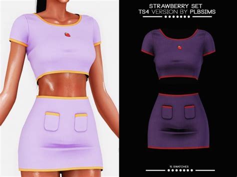 Strawberry Set By Plb Sims Sims Sims Mods Clothes Sims Clothing