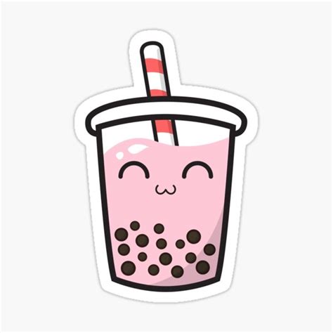 Kawaii Bubble Tea Boba Tea Milk Strawberry Sticker For Sale By