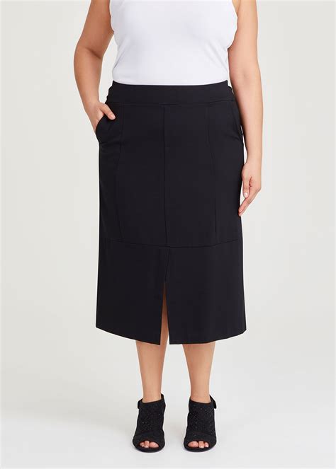 Shop Plus Size Bamboo Ponte Panel Skirt In Black Taking Shape Au