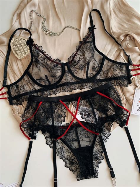 Black Lace Lingerie Black Lingerie Strappy Lingerie Etsy